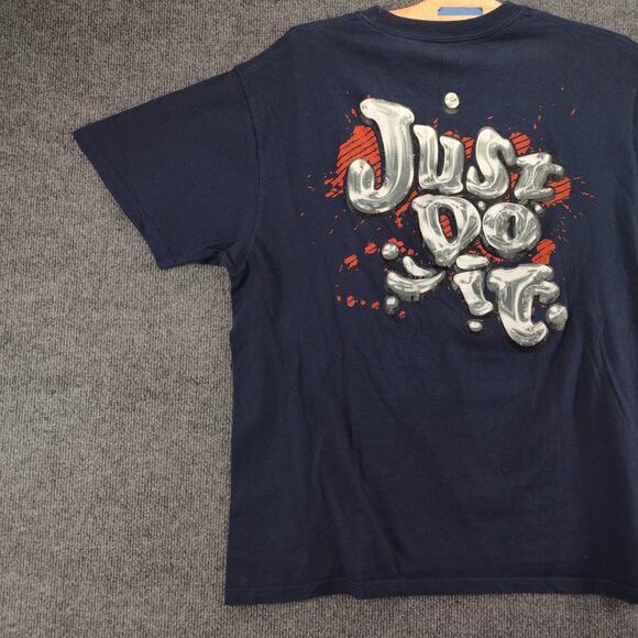 Nike Just Do It T Shirt Size L Blue Melted Metal Pattern Logo - Picture 6 of 13